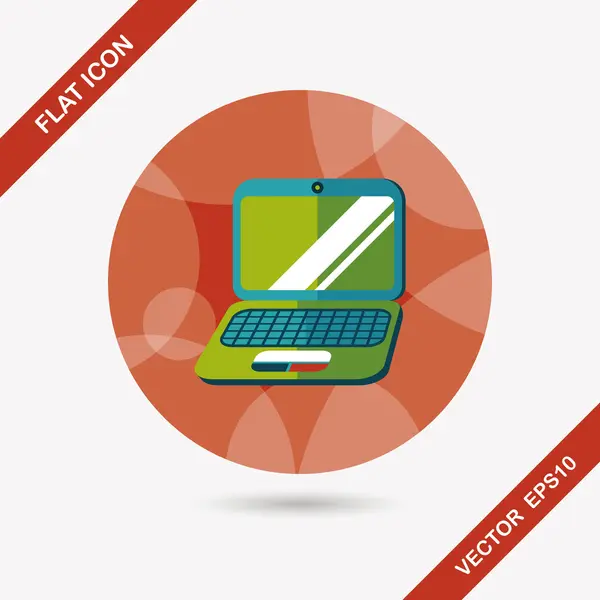 Laptop plat pictogram met lange schaduw, eps10 — Stockvector