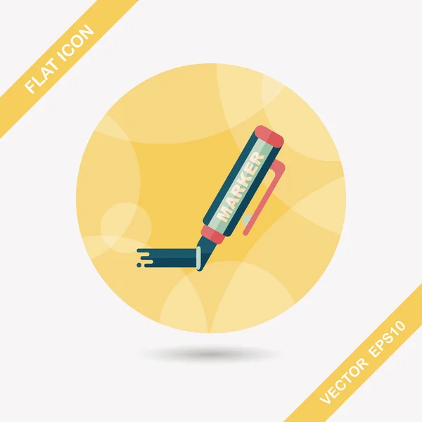 Highlighter flat icon with long shadow, eps10 — стоковый вектор