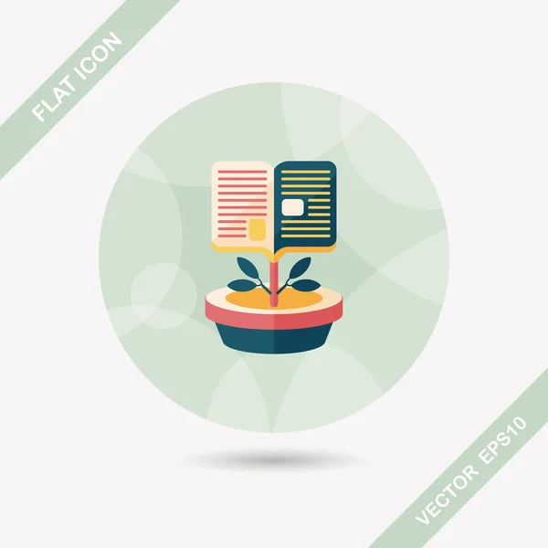 Book tree flat icon with long shadow, eps10 — стоковый вектор