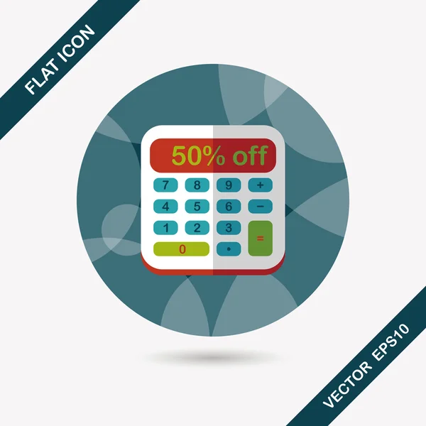 Winkelen platte calculatorpictogram met lange schaduw, eps10 — Stockvector