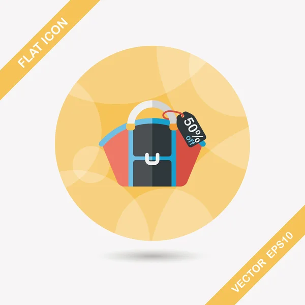 Shopping bag flat icon with long shadow, eps10 — стоковый вектор