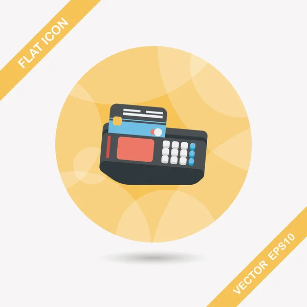 Shopping credit card machine flat icon with long shadow,eps10 — Stock Vector