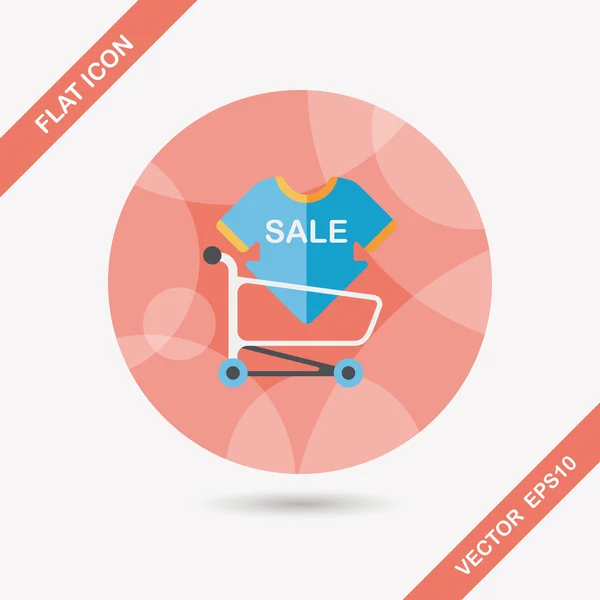 Shoppa försäljning tecken styrelse och vagn flat ikonen med långa skugga, eps — Stock vektor