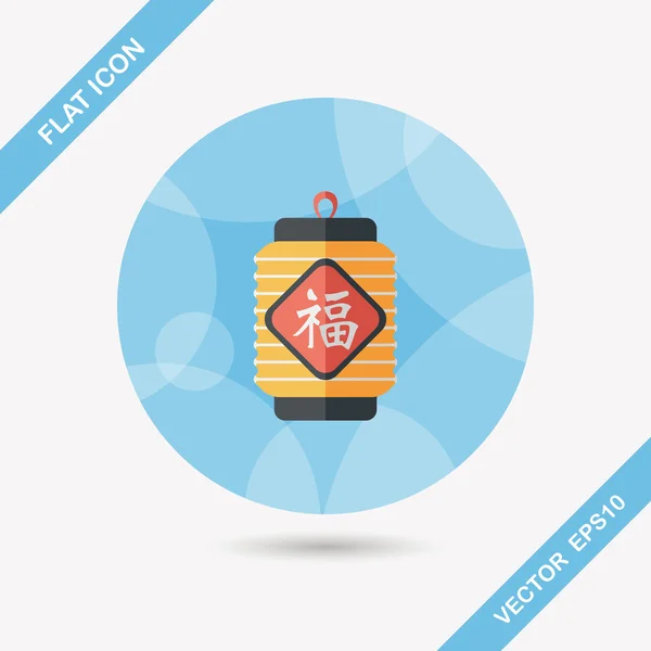 Año Nuevo chino icono plano con sombra larga, eps10, festi chino — Vector de stock