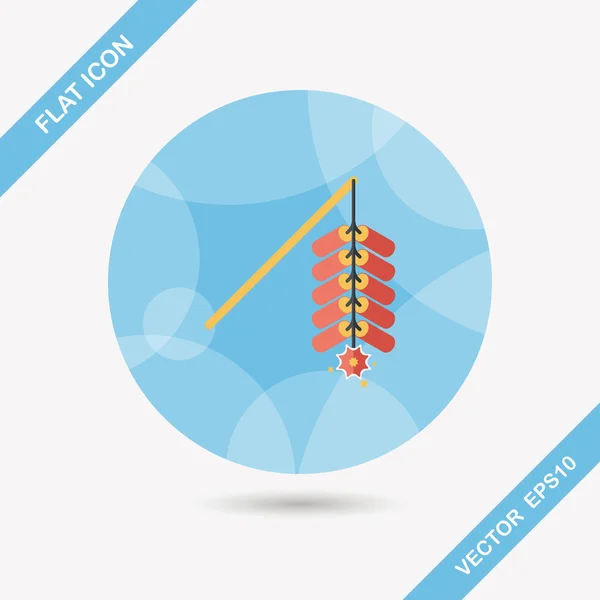 " Wunsch Frühling kommt "Chinesische Feuerwerkskörper flache Ikone, Eps10 — Stockvektor