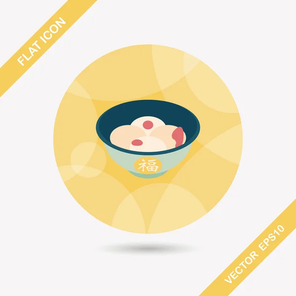 Chinese New Year tangyuan flat icon with long shadow, eps10 — стоковый вектор