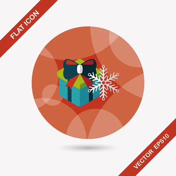 Jul gåva flat ikonen med långa skugga, eps10 — Stock vektor
