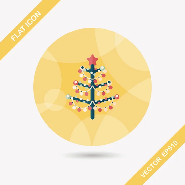 Arbre de Noël icône plate avec ombre longue, eps10 — Image vectorielle