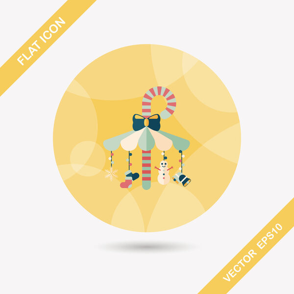 Decorative candy cane flat icon with long shadow eps10