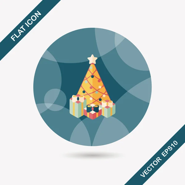 Kerstboom platte pictogram met lange schaduw eps10 — Stockvector