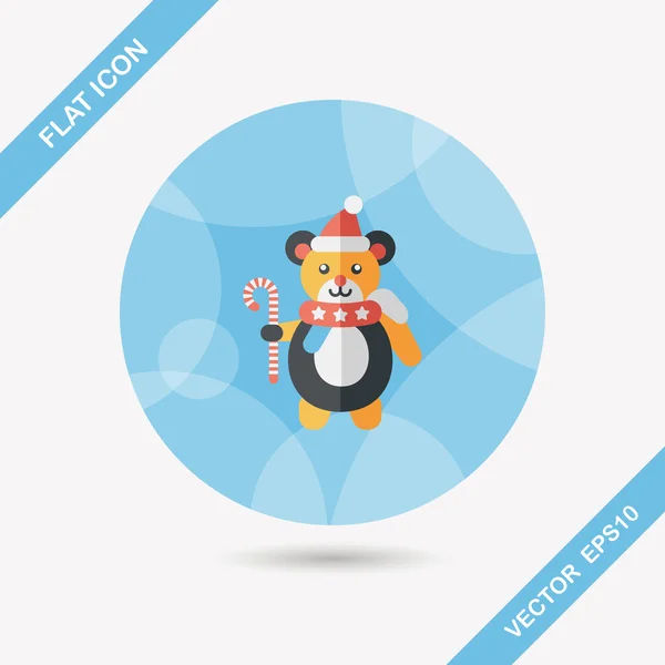 Christmas teddy bear flat icon with long shadow,eps10 — Stock Vector
