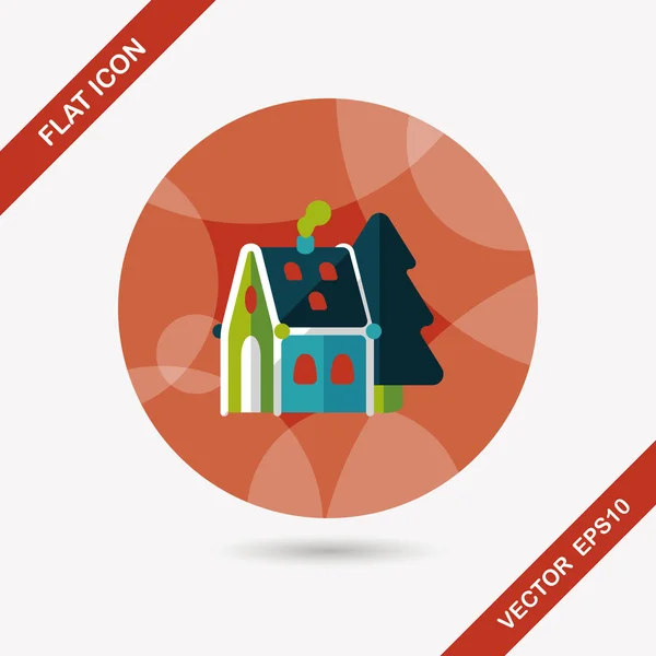 Christmas house flat icon with long shadow,eps10 — Stock Vector