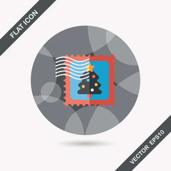 Timbre de Noël icône plate avec ombre longue, eps10 — Image vectorielle