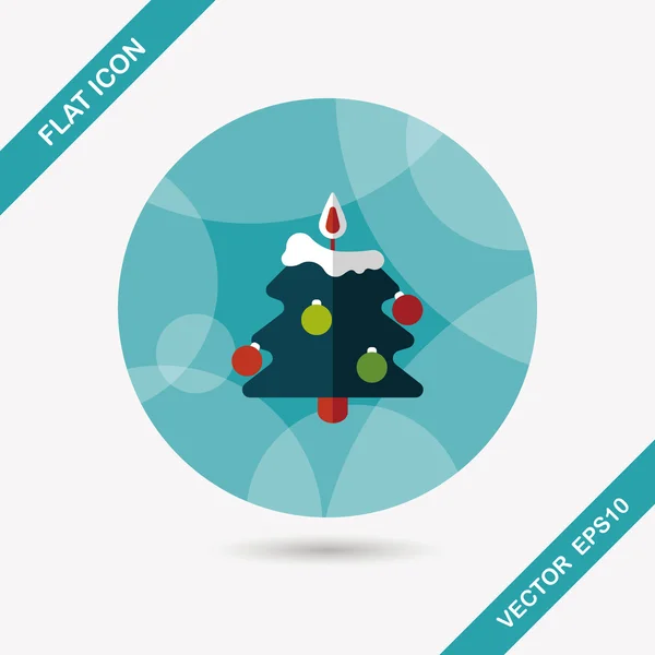 Kerstboom platte pictogram met lange schaduw, eps10 — Stockvector
