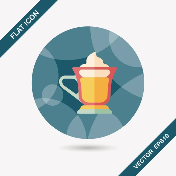 Iced zwevende koffie platte pictogram met lange schaduw, eps10 — Stockvector