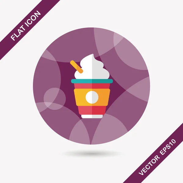 Crema de leche caliente café icono plano con sombra larga, eps10 — Vector de stock