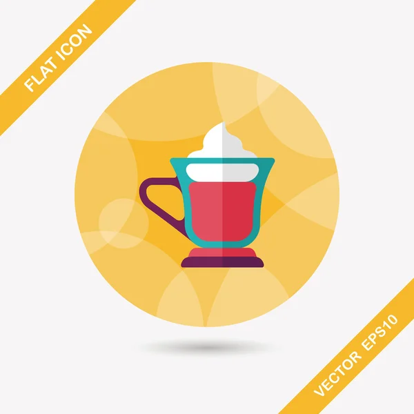 Ice floating coffee flat icon with long shadow, eps10 — стоковый вектор