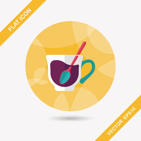 Zwarte koffie platte pictogram met lange schaduw, eps10 — Stockvector