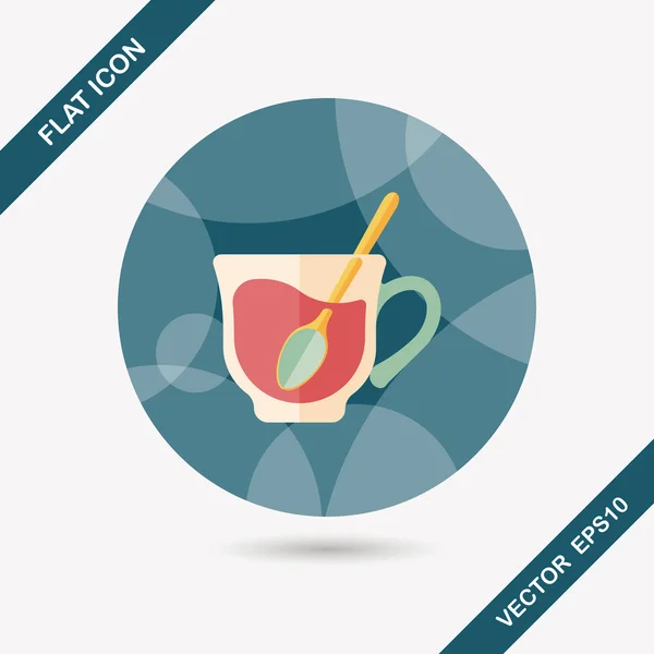 Zwarte koffie platte pictogram met lange schaduw, eps10 — Stockvector