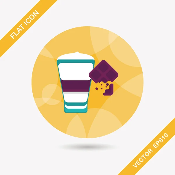 Coffee with chocolate flat icon with long shadow, eps10 — стоковый вектор