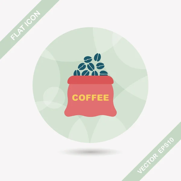 Chicco di caffè icona piatta con lunga ombra, eps10 — Vettoriale Stock