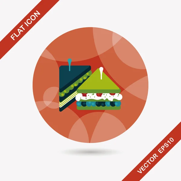 De platte pictogram sandwich met lange schaduw, eps10 — Stockvector