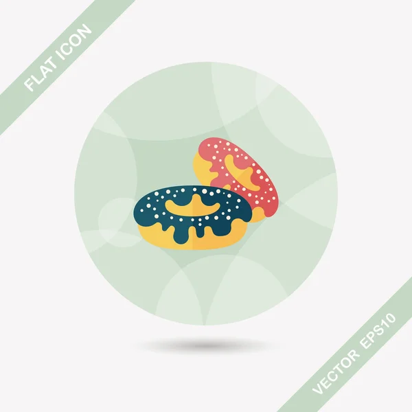 Donut platte pictogram met lange schaduw, eps10 — Stockvector