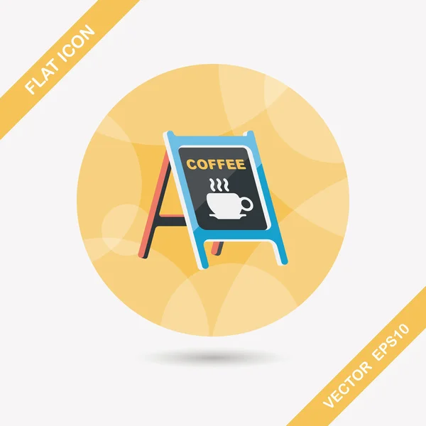 Coffee shop ondertekent platte pictogram met lange schaduw, eps10 — Stockvector