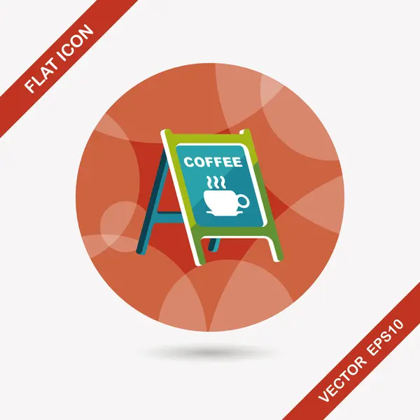 Coffee shop ondertekent platte pictogram met lange schaduw, eps10 — Stockvector