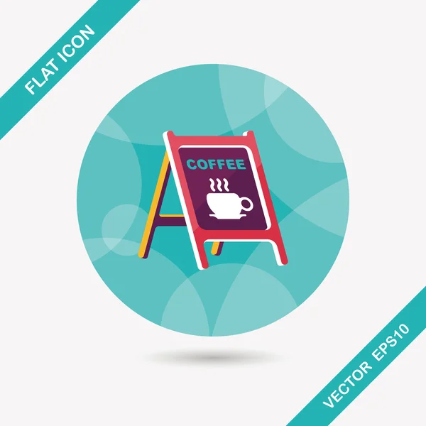 Kaffebar skilte fladt ikon med lang skygge, eps10 – Stock-vektor