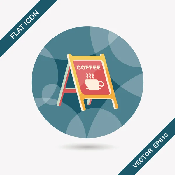 Panneau de café signe icône plate avec ombre longue, eps10 — Image vectorielle
