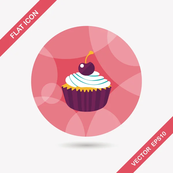 Cupcake platte pictogram met lange schaduw, eps10 — Stockvector