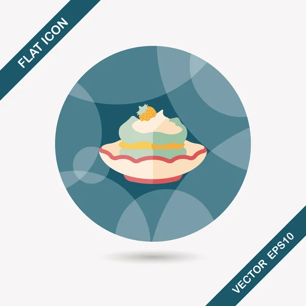 Kuchen flache Ikone mit langem Schatten, Eps10 — Stockvektor