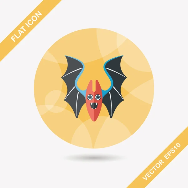 Icono plano murciélago con sombra larga, eps10 — Vector de stock