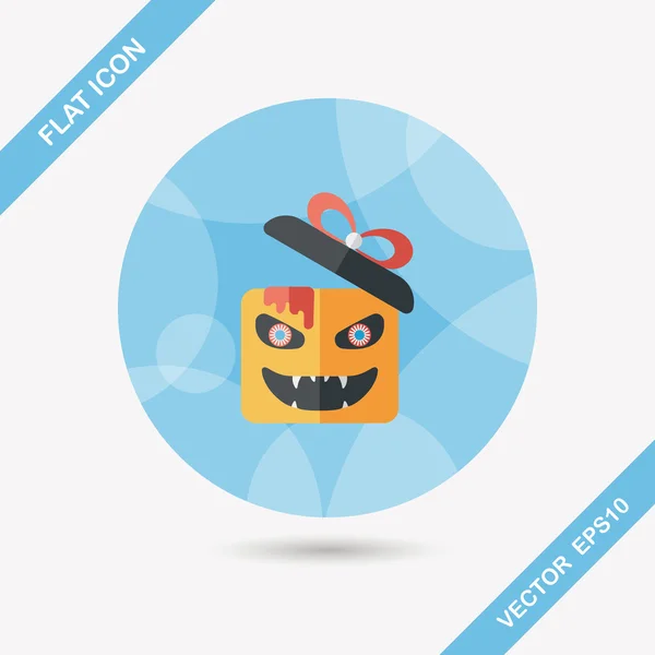Halloween abóbora em forma de ícone de caixa plana com sombra longa, eps10 — Vetor de Stock