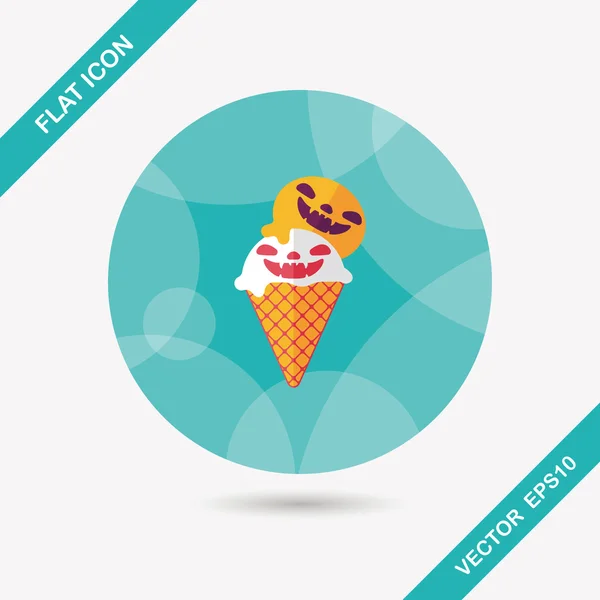 Icono plano de helado de Halloween con sombra larga, eps10 — Vector de stock