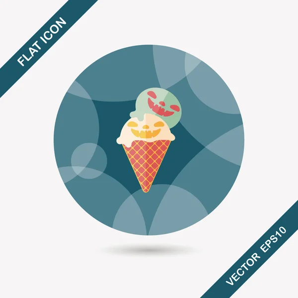 Halloween ice cream flat icon with long shadow, eps10 — стоковый вектор