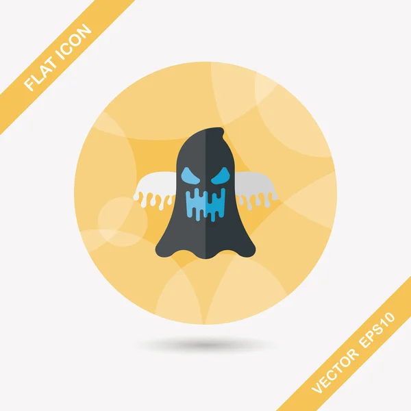 Halloween fantasma icono plano con sombra larga, eps10 — Vector de stock