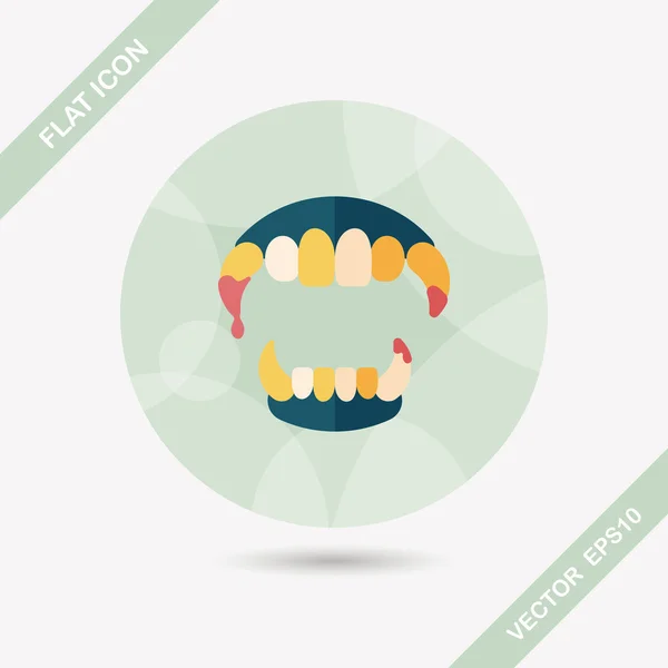 Halloween fangs flat icon with long shadow,eps10 — Stock Vector