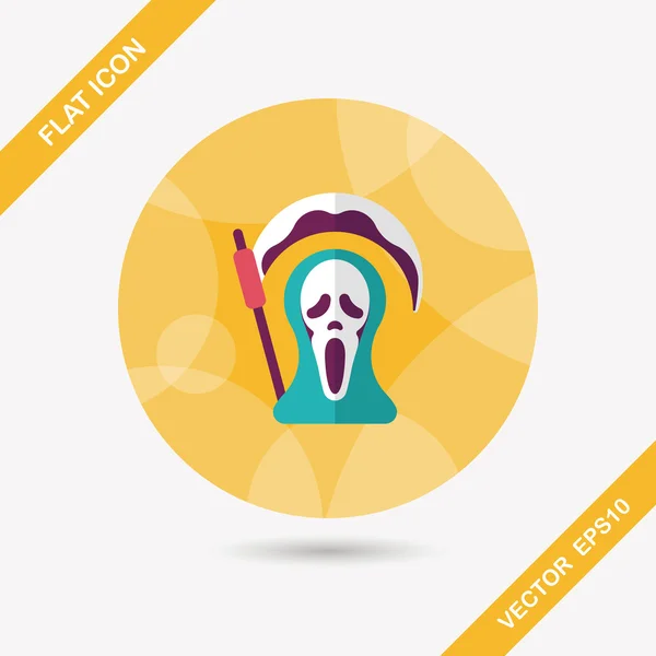 Grim Reaper icono plano con sombra larga, eps10 — Vector de stock