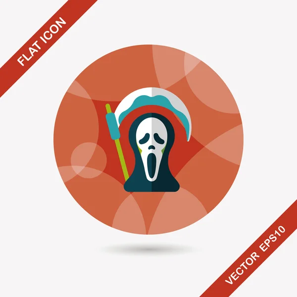 Grim reaper platte pictogram met lange schaduw, eps10 — Stockvector