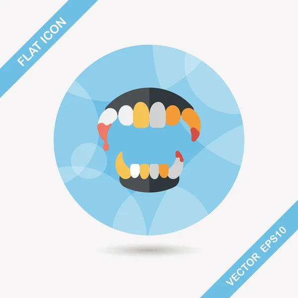 Halloween fangs flat icon with long shadow,eps10 — Stock Vector