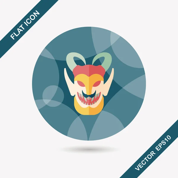 Halloween diablo falt icono con sombra larga, eps10 — Vector de stock