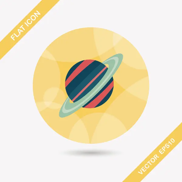 Utrymme planet flat ikonen med långa skugga, eps10 — Stock vektor