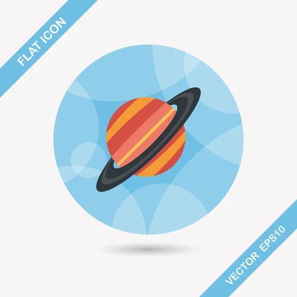 Planeta espacial icono plano con sombra larga, eps10 — Vector de stock