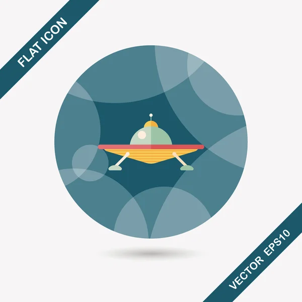 Ruimte Ufo platte pictogram met lange schaduw, eps10 — Stockvector