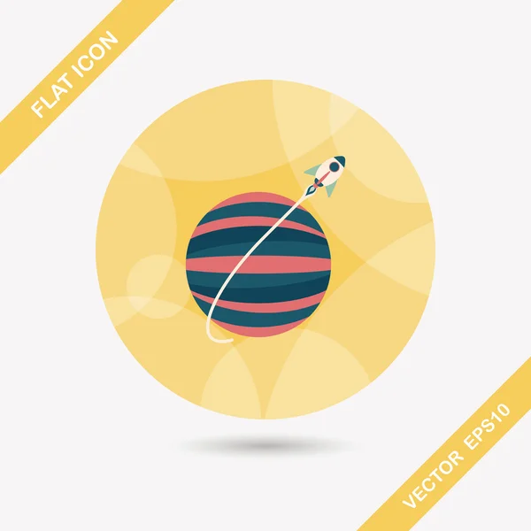 Ruimte planeet platte pictogram met lange schaduw, eps10 — Stockvector