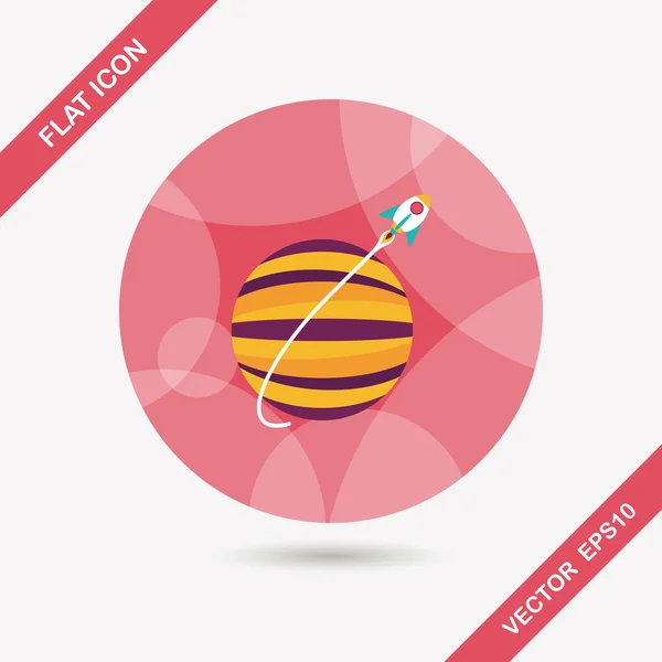 Space planet flat icon with long shadow, eps10 — стоковый вектор