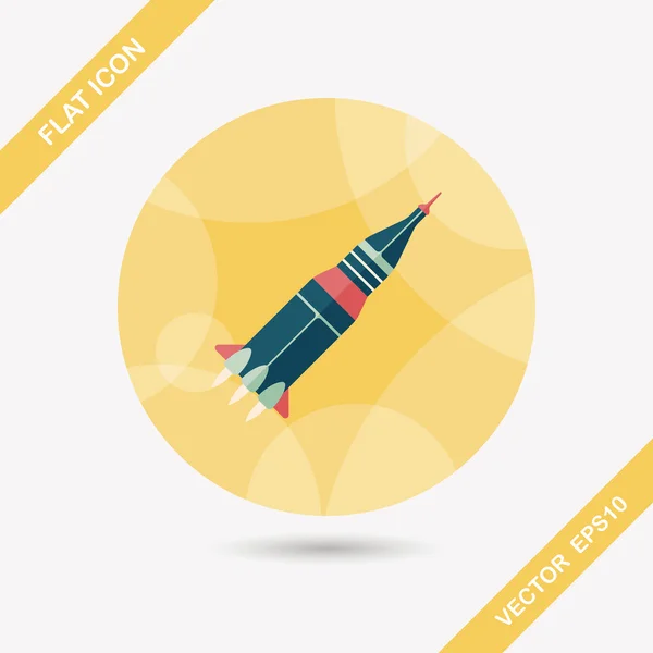 Espacio cohete icono plano con sombra larga, eps10 — Vector de stock