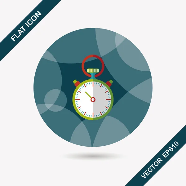 Chronomètre icône plate avec ombre longue, eps10 — Image vectorielle